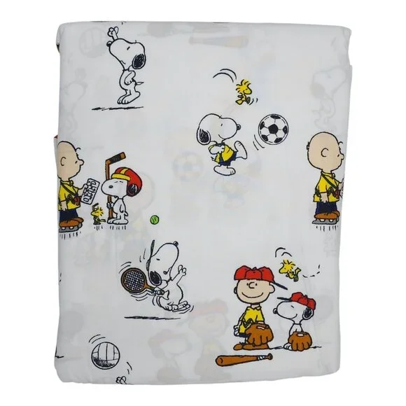 Peanuts Snoopy Full Double Sheets Set Sports Boys Soccer Hockey Tennis Softball - Picture 3 of 7
